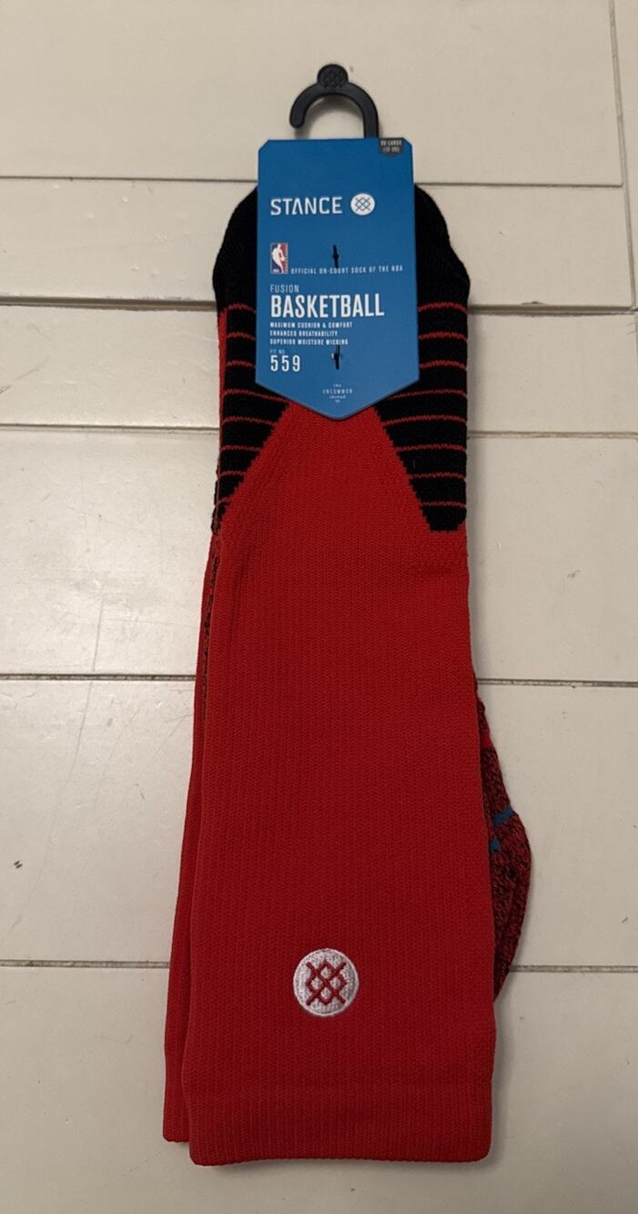 RARE NBA Team Issued Red Stance Socks Crew Height Fit No. 559 2XL 17-20 New